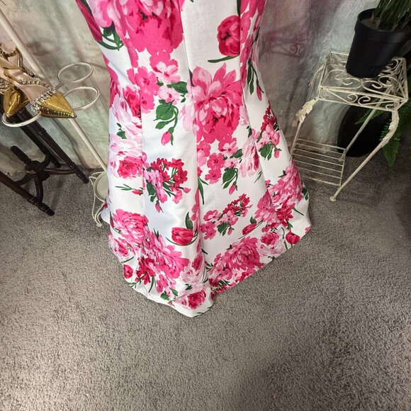 📌B. Smart Strapless  Mermaid Fitted Bodice Floral Evening -  Prom - Formal Gown - Picture 9 of 16